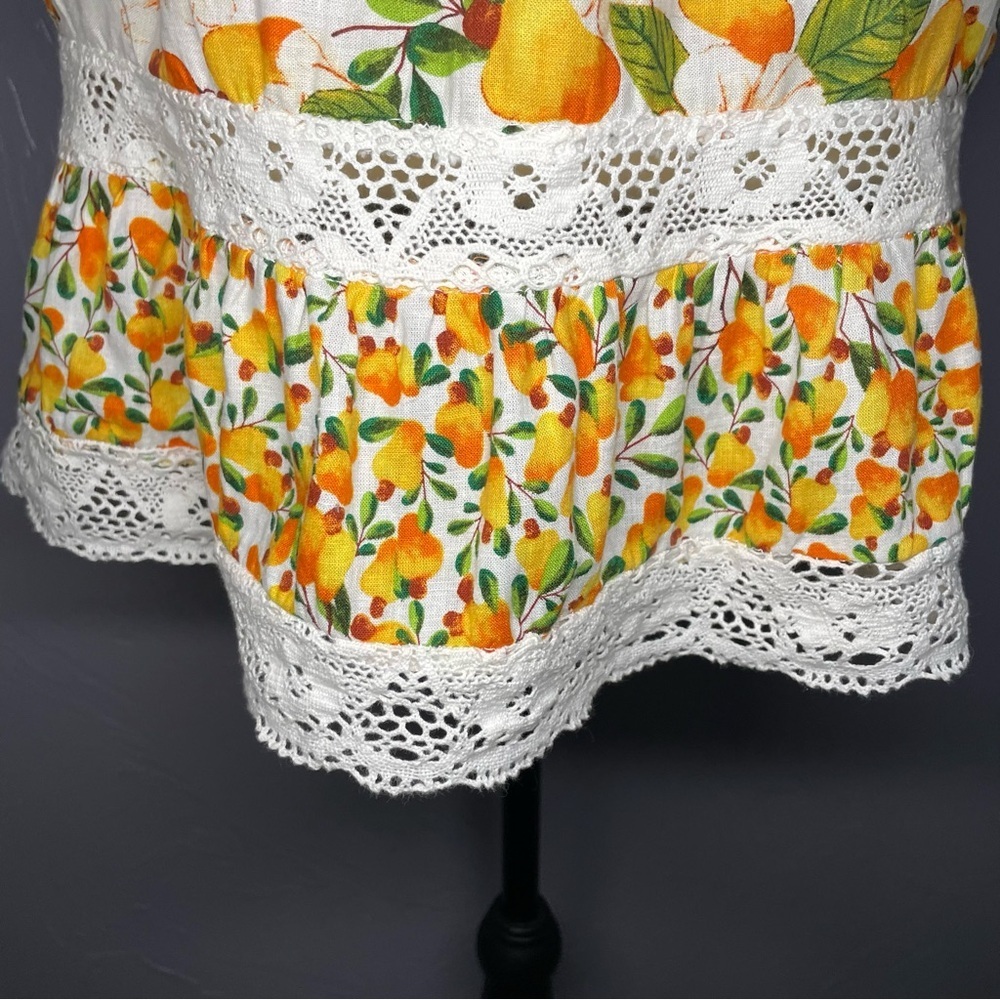 Nicole Miller Artelier Peasant Blouse Embroidered Detail, Floral/Fruit Print - Picture 5 of 9